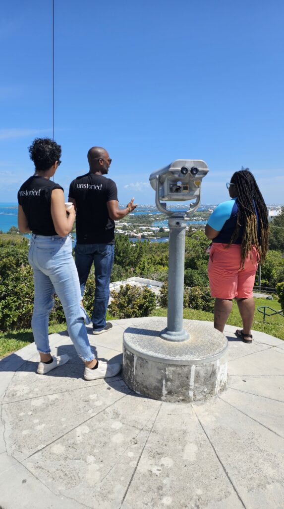 Jodyann Morgan with guides Liana Nanang and Ajala Omodele at Unchained on the Rock (Photo Credit: Chaya Milchtein)