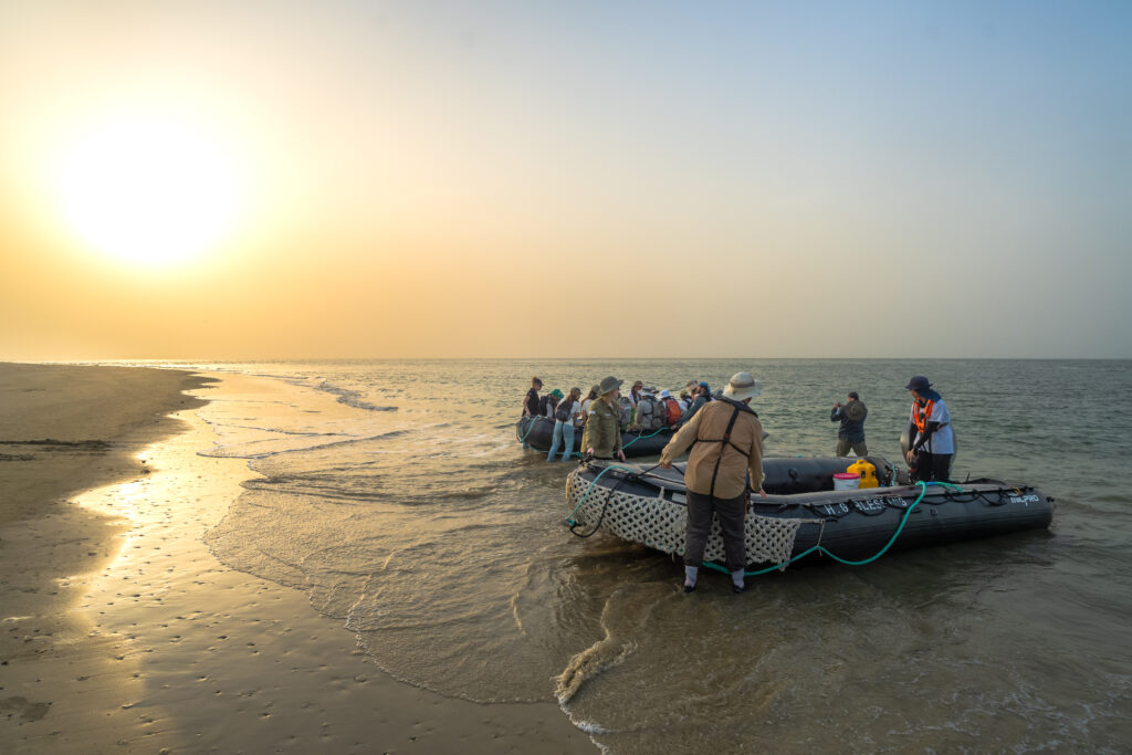 Guests arrive via wet landing to Orango, Guinea-Bissau (Photo Credit: Jan Hvizdal/Hurtigruten Expeditions)