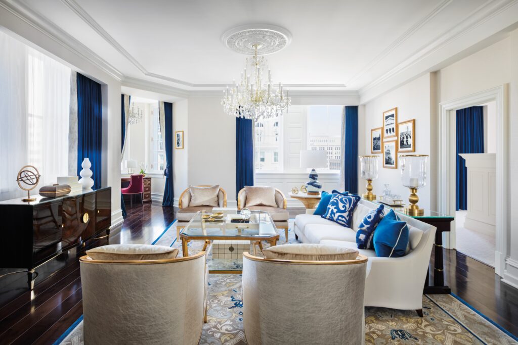 Capitol Suite Living Room at the Waldorf Astoria Washington DC (Photo Credit: Waldorf Astoria Washington DC)