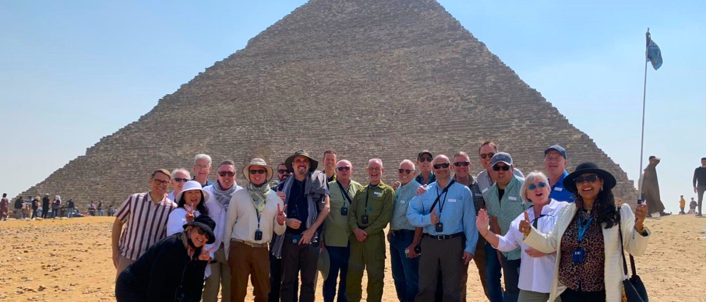 LGBTQ+ group visiting the Pyramids in Egypt via Brand g Vacations (Photo Credit: Brand g Vacations)