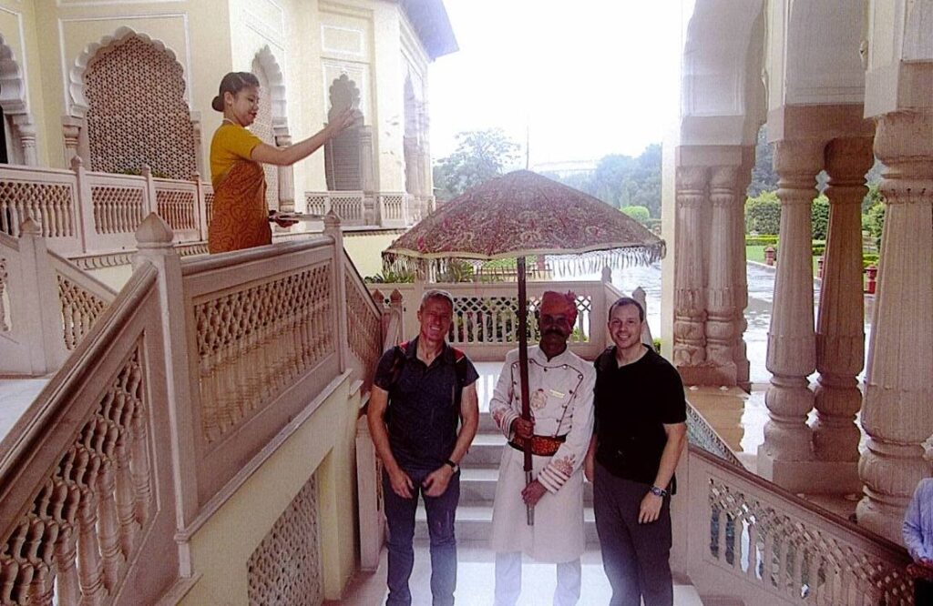 Jeff Gundvaldson and Brian Van Wey in India (Photo Credit: Brand g Vacations)