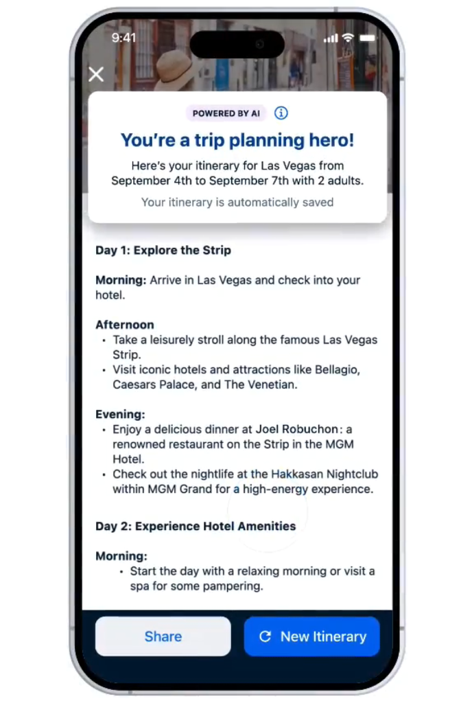Priceline GenAI Itineraries (Photo Credit: Priceline)