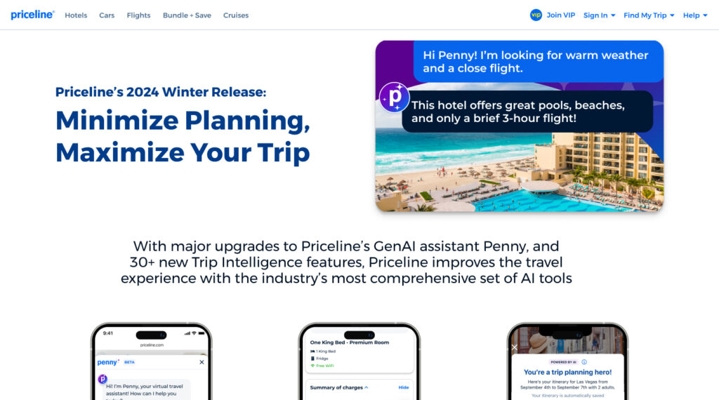 Priceline Winter 2024 Landing Page (Photo Credit: Priceline)