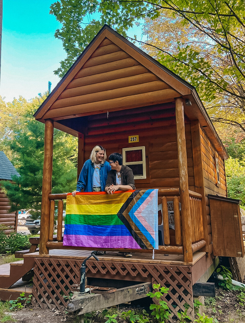 Courtney Vondran and their fiancé Liz Wieland at Campit in Fennville, Michigan (Photo Credit: Courtney Vondran)